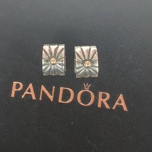 Pandora Two Tone Starburst Clips - set of 2